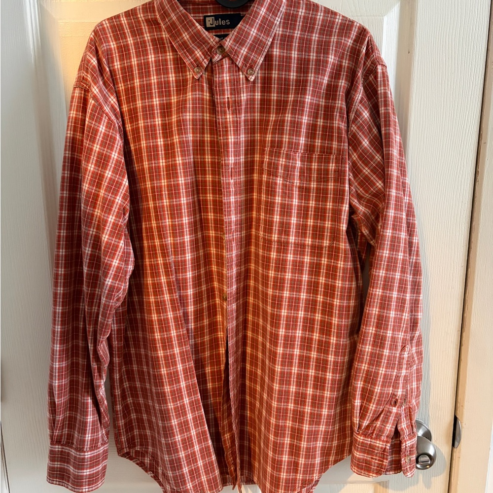 Joules Rust Red Plaid Long-Sleeve Button-Down Shirt